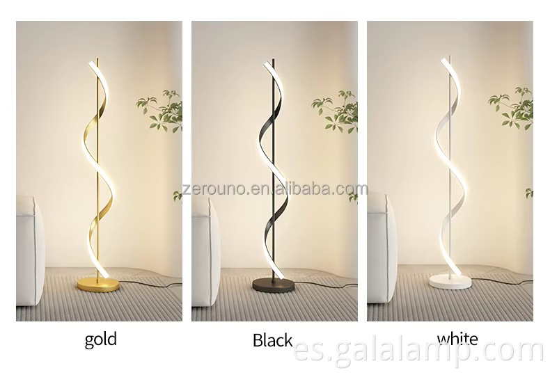 lámpara-de-pie-espiral-acabado-oro-de-lujo-al por mayor luxury-gold-finish-spiral-floor-lamp-wholesal